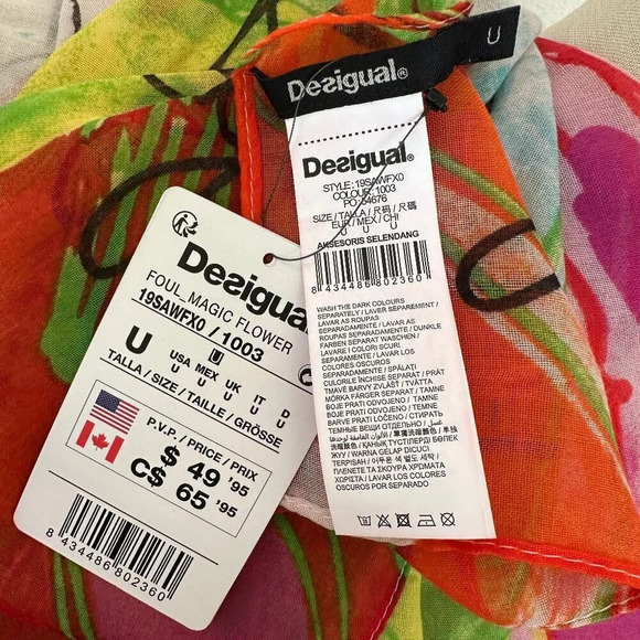 Desigual Pop of Color Rectangular Scarf - Gorgeous, brand new! - Picture 7 of 7